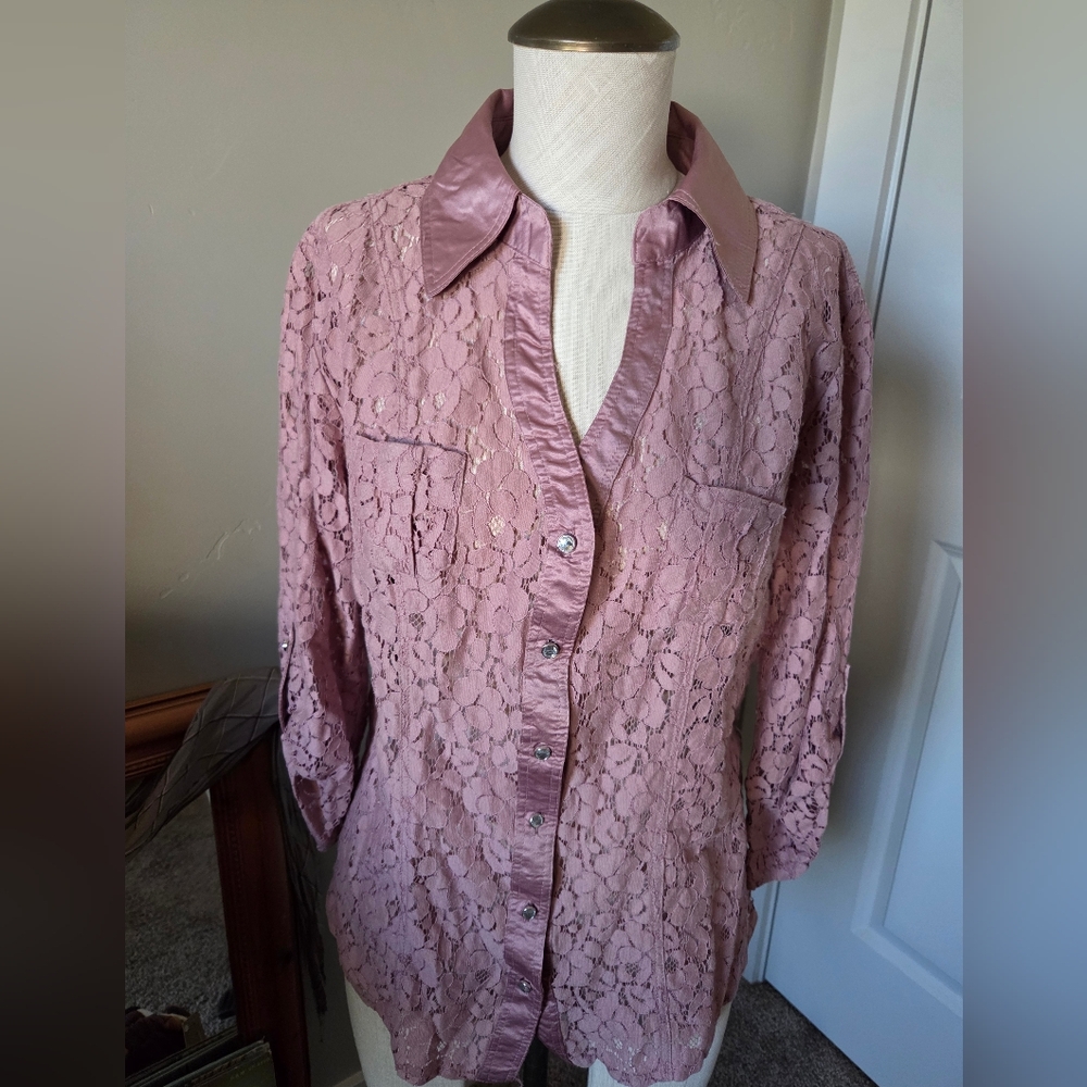 Halo Pink Ruffled Notched Collar Blouse